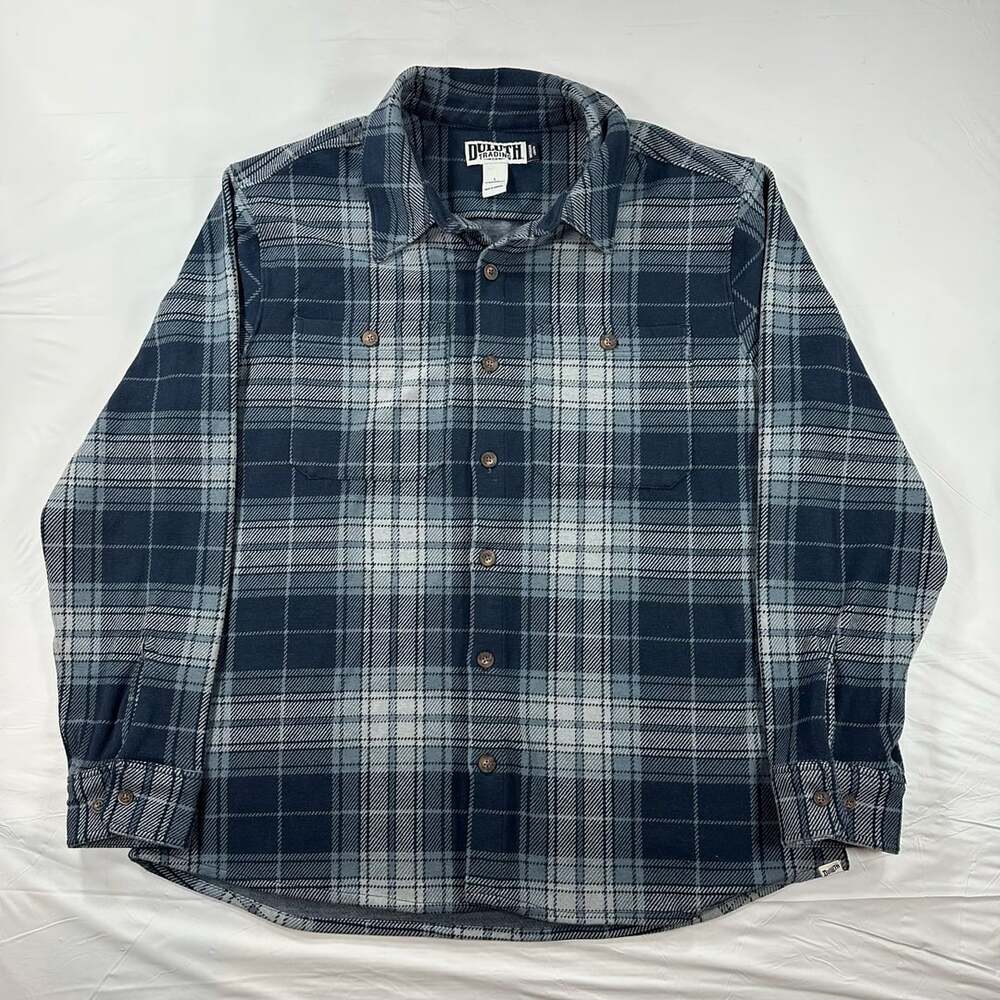 Duluth Trading Co. Untucked Length Plaid Flannel Shirt Mens Large Stretch